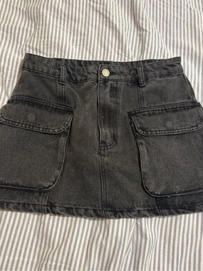 Brand new grey bandit cargo skirt black denim new with tags